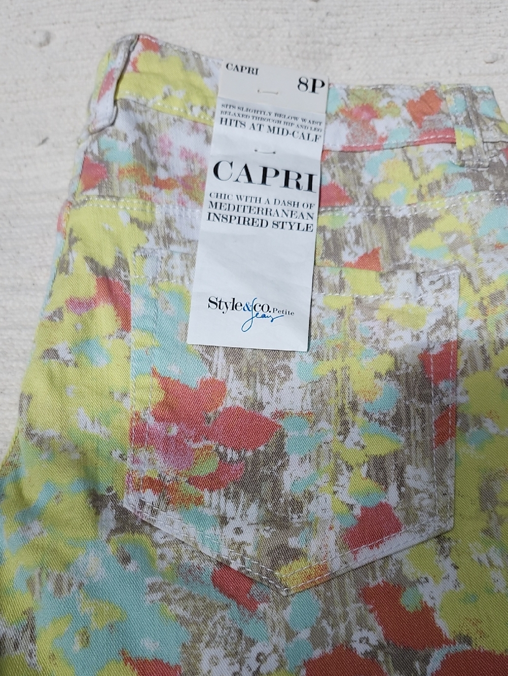 Style & Co. Abstract Cropped Jeans in Yellow Multi